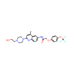 Cc1cc(N2CCN(CCO)CC2)nc2ccc(NC(=O)COc3ccc(OC(F)(F)F)cc3)cc12 ZINC000028569672