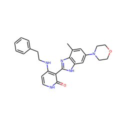 Cc1cc(N2CCOCC2)cc2[nH]c(-c3c(NCCc4ccccc4)cc[nH]c3=O)nc12 ZINC000063539562