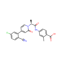 Cc1cc(NC(=O)[C@H](C)n2ccc(-c3cc(Cl)ccc3C#N)cc2=O)ccc1C(=O)O ZINC001772629538