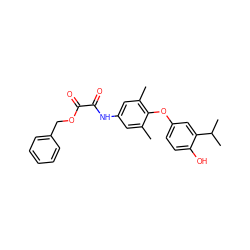 Cc1cc(NC(=O)C(=O)OCc2ccccc2)cc(C)c1Oc1ccc(O)c(C(C)C)c1 ZINC000013602418