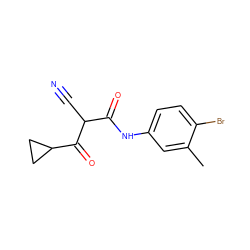 Cc1cc(NC(=O)C(C#N)C(=O)C2CC2)ccc1Br ZINC000039159546