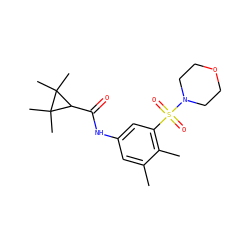 Cc1cc(NC(=O)C2C(C)(C)C2(C)C)cc(S(=O)(=O)N2CCOCC2)c1C ZINC000045350276