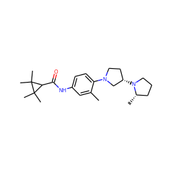 Cc1cc(NC(=O)C2C(C)(C)C2(C)C)ccc1N1CC[C@H](N2CCC[C@@H]2C)C1 ZINC000059262432