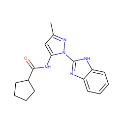 Cc1cc(NC(=O)C2CCCC2)n(-c2nc3ccccc3[nH]2)n1 ZINC000005343955