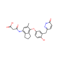 Cc1cc(NC(=O)CC(=O)O)c2c(c1Oc1ccc(O)c(Cc3ccc(=O)[nH]n3)c1)CCC2 ZINC000095594263