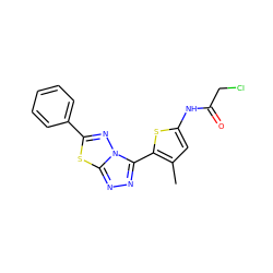 Cc1cc(NC(=O)CCl)sc1-c1nnc2sc(-c3ccccc3)nn12 ZINC000028826954