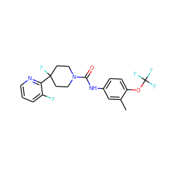 Cc1cc(NC(=O)N2CCC(F)(c3ncccc3F)CC2)ccc1OC(F)(F)F ZINC000169710878