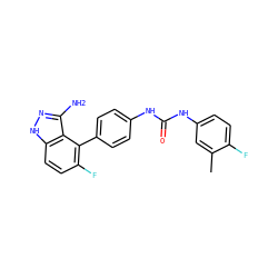 Cc1cc(NC(=O)Nc2ccc(-c3c(F)ccc4[nH]nc(N)c34)cc2)ccc1F ZINC000063539842