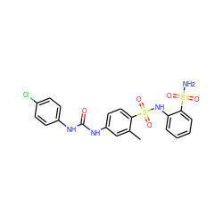 Cc1cc(NC(=O)Nc2ccc(Cl)cc2)ccc1S(=O)(=O)Nc1ccccc1S(N)(=O)=O ZINC000147065819