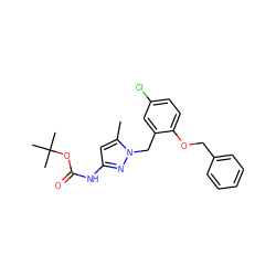 Cc1cc(NC(=O)OC(C)(C)C)nn1Cc1cc(Cl)ccc1OCc1ccccc1 ZINC000029043620