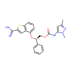 Cc1cc(NC(=O)OC[C@H](Oc2cccc3sc(C(=N)N)cc23)c2ccccc2)n(C)n1 ZINC000045392231