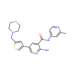 Cc1cc(NC(=O)c2cc(-c3csc(CN4CCOCC4)c3)cnc2N)ccn1 ZINC000150043518