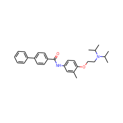 Cc1cc(NC(=O)c2ccc(-c3ccccc3)cc2)ccc1OCCN(C(C)C)C(C)C ZINC000040567304