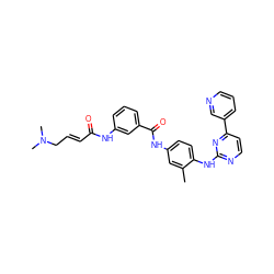 Cc1cc(NC(=O)c2cccc(NC(=O)/C=C/CN(C)C)c2)ccc1Nc1nccc(-c2cccnc2)n1 ZINC000089464842