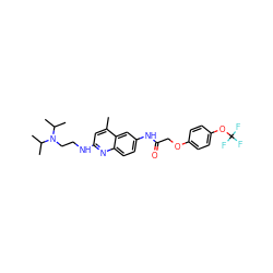 Cc1cc(NCCN(C(C)C)C(C)C)nc2ccc(NC(=O)COc3ccc(OC(F)(F)F)cc3)cc12 ZINC000028570715