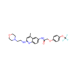 Cc1cc(NCCN2CCOCC2)nc2ccc(NC(=O)COc3ccc(OC(F)(F)F)cc3)cc12 ZINC000028569608
