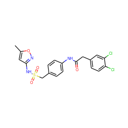 Cc1cc(NS(=O)(=O)Cc2ccc(NC(=O)Cc3ccc(Cl)c(Cl)c3)cc2)no1 ZINC000103248942