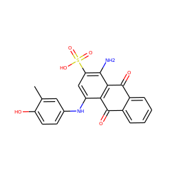 Cc1cc(Nc2cc(S(=O)(=O)O)c(N)c3c2C(=O)c2ccccc2C3=O)ccc1O ZINC001772582701