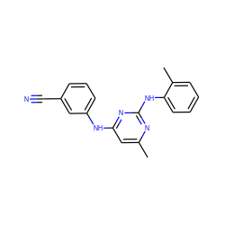 Cc1cc(Nc2cccc(C#N)c2)nc(Nc2ccccc2C)n1 ZINC000045324754