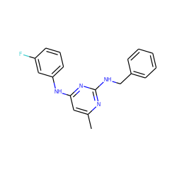 Cc1cc(Nc2cccc(F)c2)nc(NCc2ccccc2)n1 ZINC000000073468