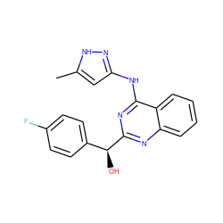 Cc1cc(Nc2nc([C@@H](O)c3ccc(F)cc3)nc3ccccc23)n[nH]1 ZINC000095079936