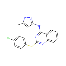 Cc1cc(Nc2nc(Sc3ccc(Cl)cc3)nc3ccccc23)n[nH]1 ZINC000034282508