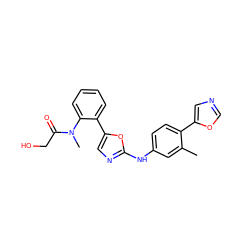 Cc1cc(Nc2ncc(-c3ccccc3N(C)C(=O)CO)o2)ccc1-c1cnco1 ZINC000013490398