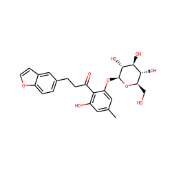 Cc1cc(O)c(C(=O)CCc2ccc3occc3c2)c(O[C@@H]2O[C@H](CO)[C@@H](O)[C@H](O)[C@H]2O)c1 ZINC000004424140