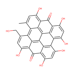 Cc1cc(O)c2c(=O)c3c(O)cc(O)c4c5c(O)cc(O)c6c(=O)c7c(O)cc(CO)c8c1c2c(c34)c(c65)c78 ZINC000003917574