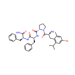 Cc1cc(O)cc(C(C)C)c1C[C@H](N)C(=O)N1CCC[C@H]1C(=O)N[C@@H](Cc1ccccc1)C(=O)N[C@@H](Cc1ccccc1)C(N)=O ZINC000028116985