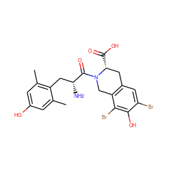 Cc1cc(O)cc(C)c1C[C@@H](N)C(=O)N1Cc2c(cc(Br)c(O)c2Br)C[C@H]1C(=O)O ZINC000029416725