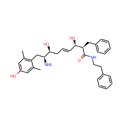 Cc1cc(O)cc(C)c1C[C@H](N)[C@@H](O)C/C=C/[C@@H](O)[C@@H](Cc1ccccc1)C(=O)NCCc1ccccc1 ZINC000027736811