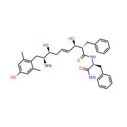 Cc1cc(O)cc(C)c1C[C@H](N)[C@@H](O)C/C=C/[C@@H](O)[C@H](Cc1ccccc1)C(=O)N[C@@H](Cc1ccccc1)C(N)=O ZINC000027738994