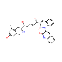 Cc1cc(O)cc(C)c1C[C@H](N)[C@H](O)C/C=C/[C@@H](O)[C@@H](Cc1ccccc1)C(=O)N[C@@H](Cc1ccccc1)C(N)=O ZINC000027721909