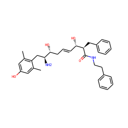 Cc1cc(O)cc(C)c1C[C@H](N)[C@H](O)C/C=C/[C@H](O)[C@@H](Cc1ccccc1)C(=O)NCCc1ccccc1 ZINC000027739005