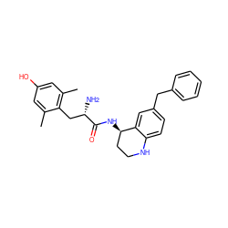 Cc1cc(O)cc(C)c1C[C@H](N)C(=O)N[C@@H]1CCNc2ccc(Cc3ccccc3)cc21 ZINC000026646695