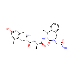 Cc1cc(O)cc(C)c1C[C@H](N)C(=O)N[C@H](C)C(=O)N[C@H]1C(=O)N(CC(N)=O)Cc2ccccc2[C@H]1C ZINC000072126916