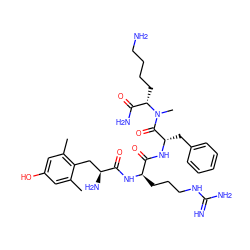 Cc1cc(O)cc(C)c1C[C@H](N)C(=O)N[C@H](CCCNC(=N)N)C(=O)N[C@@H](Cc1ccccc1)C(=O)N(C)[C@@H](CCCCN)C(N)=O ZINC000095576979