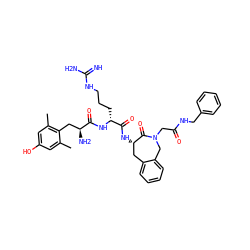 Cc1cc(O)cc(C)c1C[C@H](N)C(=O)N[C@H](CCCNC(=N)N)C(=O)N[C@H]1Cc2ccccc2CN(CC(=O)NCc2ccccc2)C1=O ZINC000299869166