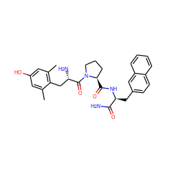 Cc1cc(O)cc(C)c1C[C@H](N)C(=O)N1CCC[C@H]1C(=O)N[C@@H](Cc1ccc2ccccc2c1)C(N)=O ZINC000169308469