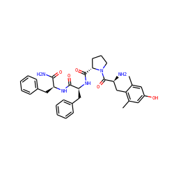 Cc1cc(O)cc(C)c1C[C@H](N)C(=O)N1CCC[C@H]1C(=O)N[C@@H](Cc1ccccc1)C(=O)N[C@@H](Cc1ccccc1)C(N)=O ZINC000027184002
