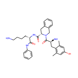 Cc1cc(O)cc(C)c1C[C@H](N)C(=O)N1Cc2ccccc2C[C@H]1C(=O)N[C@@H](CCCCN)C(=O)Nc1ccccc1 ZINC000036216263