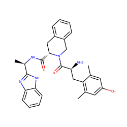 Cc1cc(O)cc(C)c1C[C@H](N)C(=O)N1Cc2ccccc2C[C@H]1C(=O)N[C@H](C)c1nc2ccccc2[nH]1 ZINC000027637958