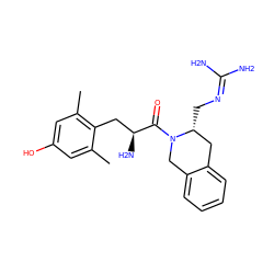 Cc1cc(O)cc(C)c1C[C@H](N)C(=O)N1Cc2ccccc2C[C@H]1CN=C(N)N ZINC000013863365