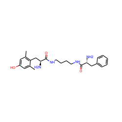 Cc1cc(O)cc(C)c1C[C@H](N)C(=O)NCCCCNC(=O)[C@H](N)Cc1ccccc1 ZINC000096300987