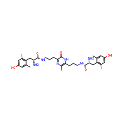 Cc1cc(O)cc(C)c1C[C@H](N)C(=O)NCCCc1nc(C)c(CCCNC(=O)[C@H](N)Cc2c(C)cc(O)cc2C)[nH]c1=O ZINC000026576067