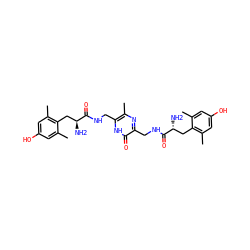 Cc1cc(O)cc(C)c1C[C@H](N)C(=O)NCc1[nH]c(=O)c(CNC(=O)[C@H](N)Cc2c(C)cc(O)cc2C)nc1C ZINC000084597540