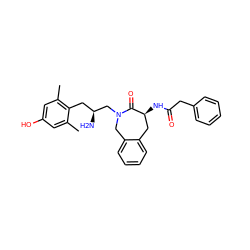 Cc1cc(O)cc(C)c1C[C@H](N)CN1Cc2ccccc2C[C@H](NC(=O)Cc2ccccc2)C1=O ZINC000013644492