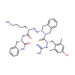 Cc1cc(O)cc(C)c1C[C@H](NC(=N)N)C(=O)N1Cc2ccccc2C[C@H]1CN[C@@H](CCCCN)C(=O)N[C@@H](Cc1ccccc1)C(N)=O ZINC000096941688