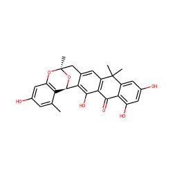 Cc1cc(O)cc2c1[C@H]1O[C@](C)(Cc3cc4c(c(O)c31)C(=O)c1c(O)cc(O)cc1C4(C)C)O2 ZINC000009574742